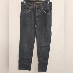 Mecca Blue Denim Darkwash 5 Pocket Embroidered Blue Jeans Vintage